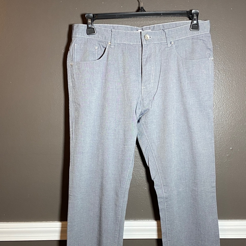 Calvin Klein Chambray Blue-Gray Straight-Leg Pants 5-Pocket Style